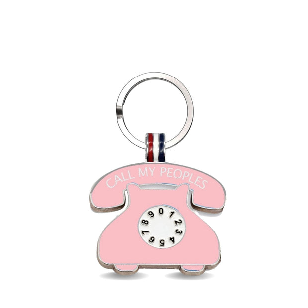 Light Pink Telephone 'Call My Peoples" Engravable Tag