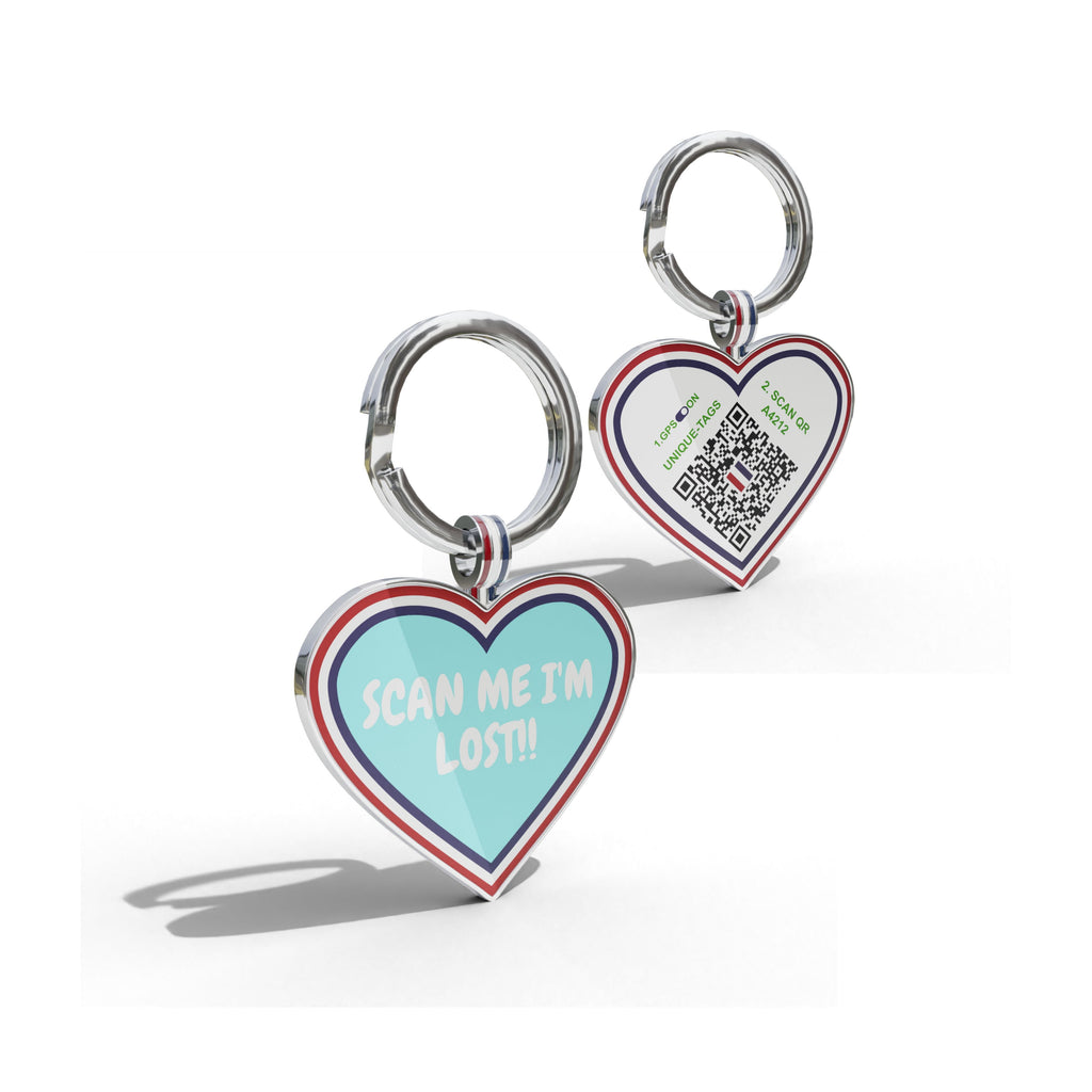 Premium Heart Shaped Aqua I am lost QR Tag