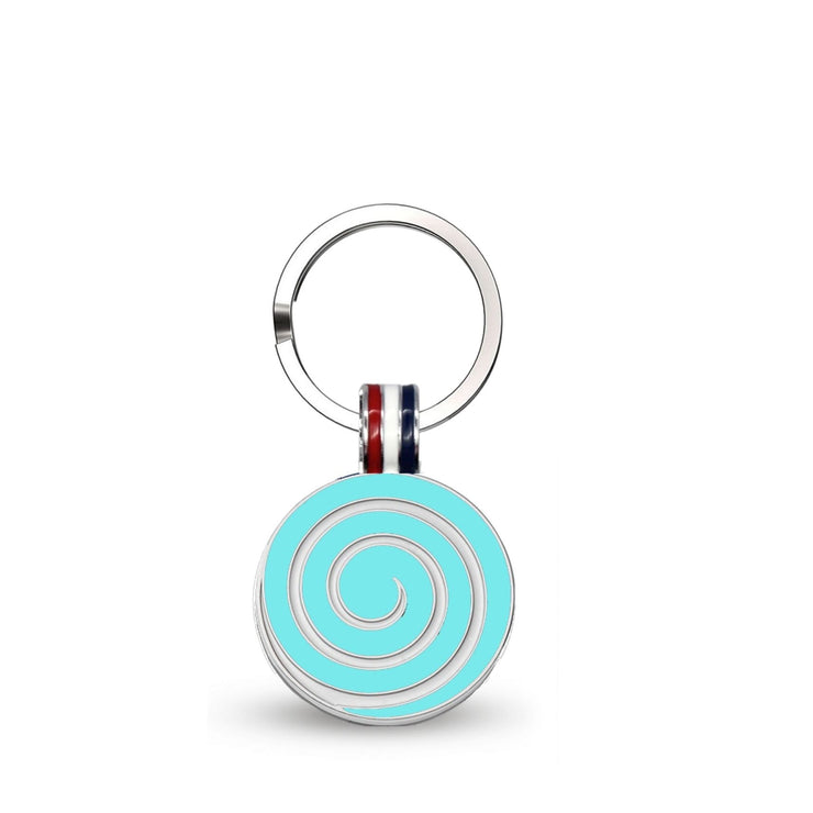 Aqua Candy Swirl Round Shaped Engravable Tag