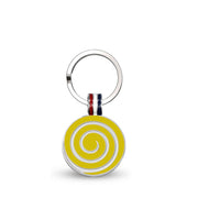 Yellow Candy Swirl Round Shaped Engravable Tag