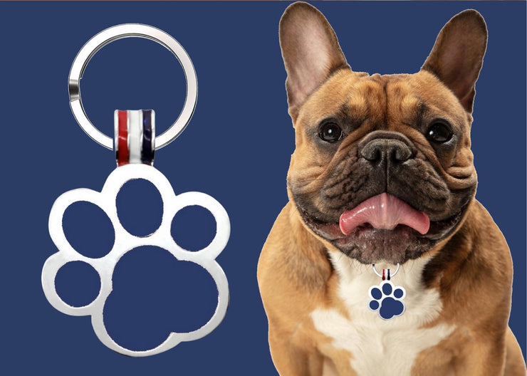 Navy Paw Shaped Engravable Tag