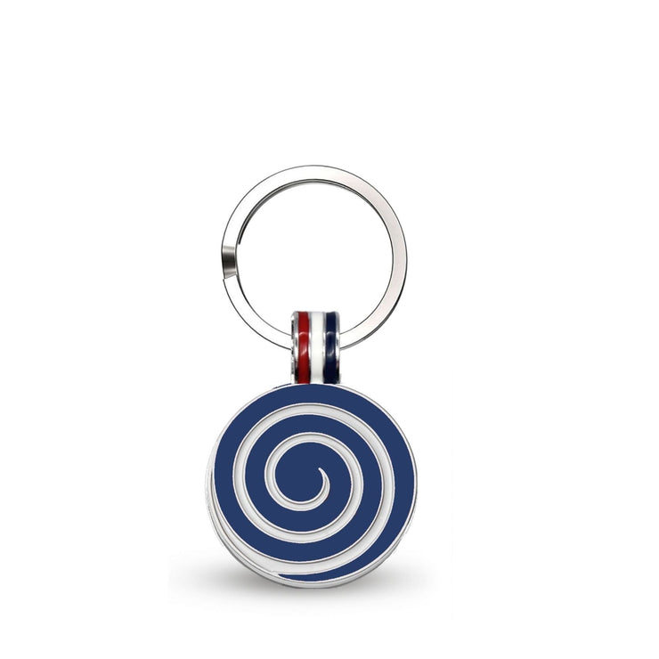 Navy Candy Swirl Round Shaped Engravable Tag