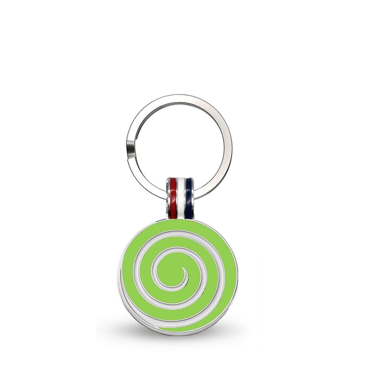 Green Candy Swirl Round Shaped Engravable Tag