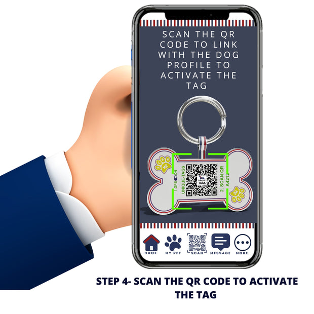 Premium Heart Shaped Navy Dash Hound QR Tag