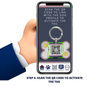 Premium Bone Shaped Navy Striped QR Tag