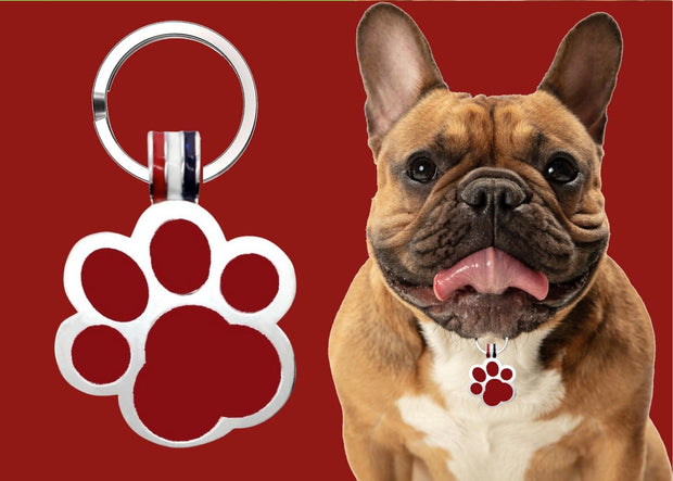 Red Paw Shaped Engravable Tag