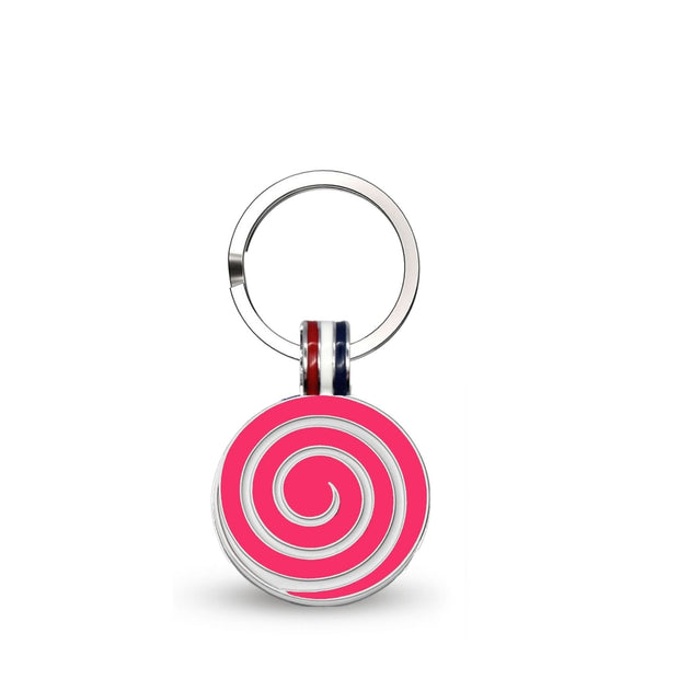 Dark Pink Candy Swirl Round Shaped Engravable Tag