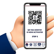 Navy Scan Me With Arrow Round Shaped Epoxy QR Tag