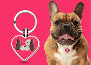 Dark Pink Heart Pet Engravable Tag