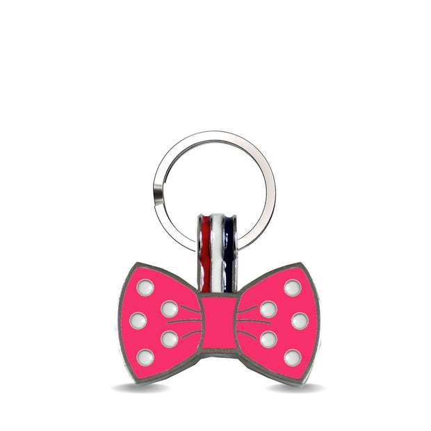 Dark Pink Bow Shaped Engravable Tag