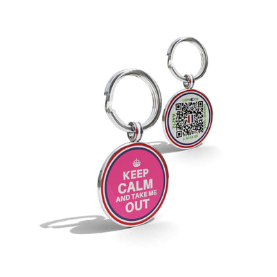 Premium Round Shaped Dark Pink Take Me Out QR Tag