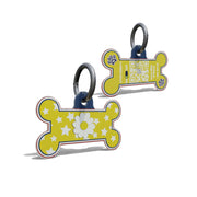 Yellow Daisy On Stars Bone Shaped Epoxy QR Tag