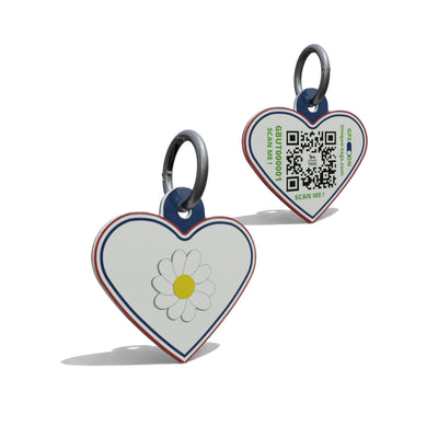 Yellow Daisy Heart Shaped Epoxy QR Tag