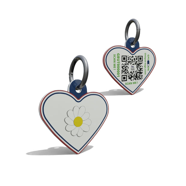 Yellow Daisy Heart Shaped Epoxy QR Tag