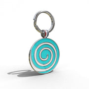 Aqua Candy Swirl Round Shaped Engravable Tag