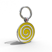 Yellow Candy Swirl Round Shaped Engravable Tag