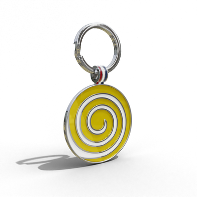 Yellow Candy Swirl Round Shaped Engravable Tag