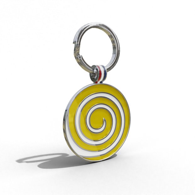 Yellow Candy Swirl Round Shaped Engravable Tag