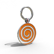 Orange Candy Swirl Round Shaped Engravable Tag