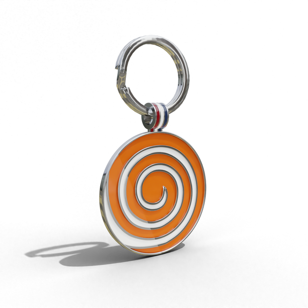 Orange Candy Swirl Round Shaped Engravable Tag