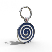 Navy Candy Swirl Round Shaped Engravable Tag