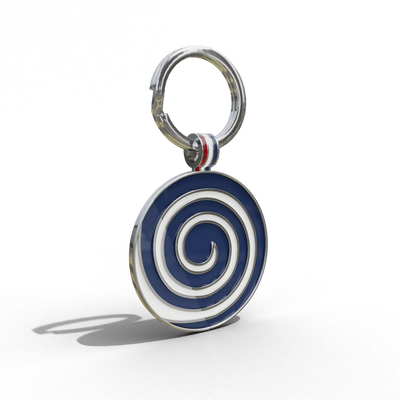 Navy Candy Swirl Round Shaped Engravable Tag