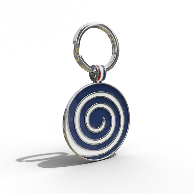 Navy Candy Swirl Round Shaped Engravable Tag