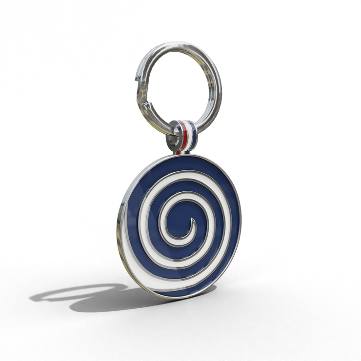 Navy Candy Swirl Round Shaped Engravable Tag