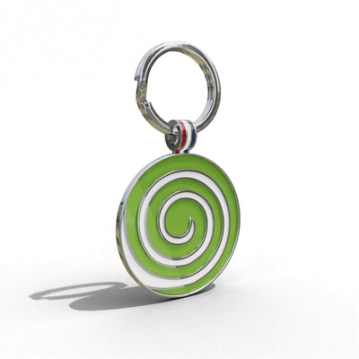 Green Candy Swirl Round Shaped Engravable Tag