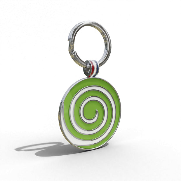 Green Candy Swirl Round Shaped Engravable Tag