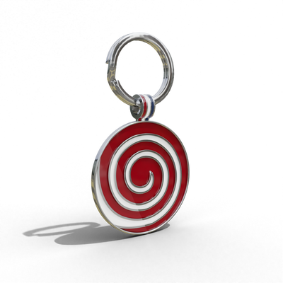 Red Candy Swirl Round Shaped Engravable Tag