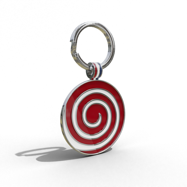 Red Candy Swirl Round Shaped Engravable Tag