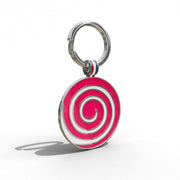 Dark Pink Candy Swirl Round Shaped Engravable Tag