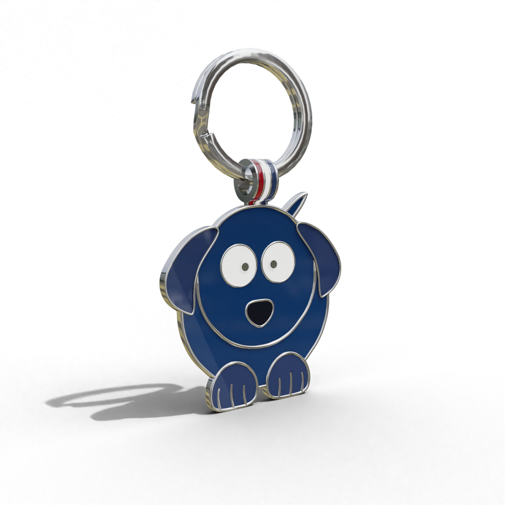 Navy Cute Dog Shaped Engravable Tag