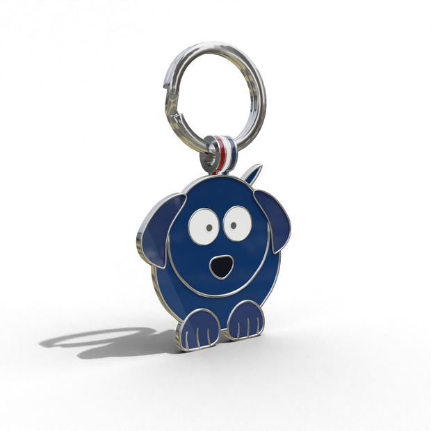 Navy Cute Dog Shaped Engravable Tag