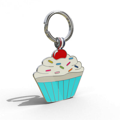 Aqua Cupcake Shaped Engravable Tag