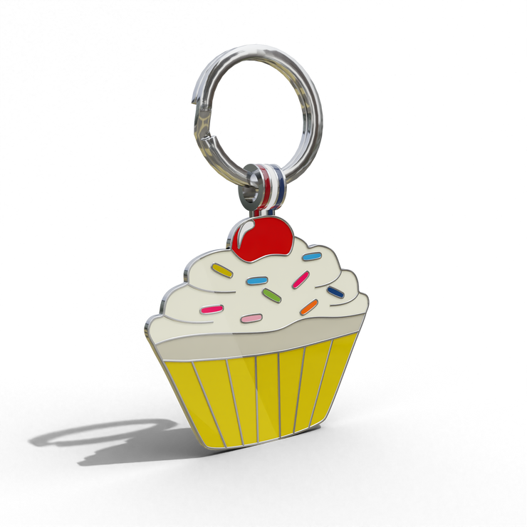 Yellow Cupcake Shaped Engravable Tag