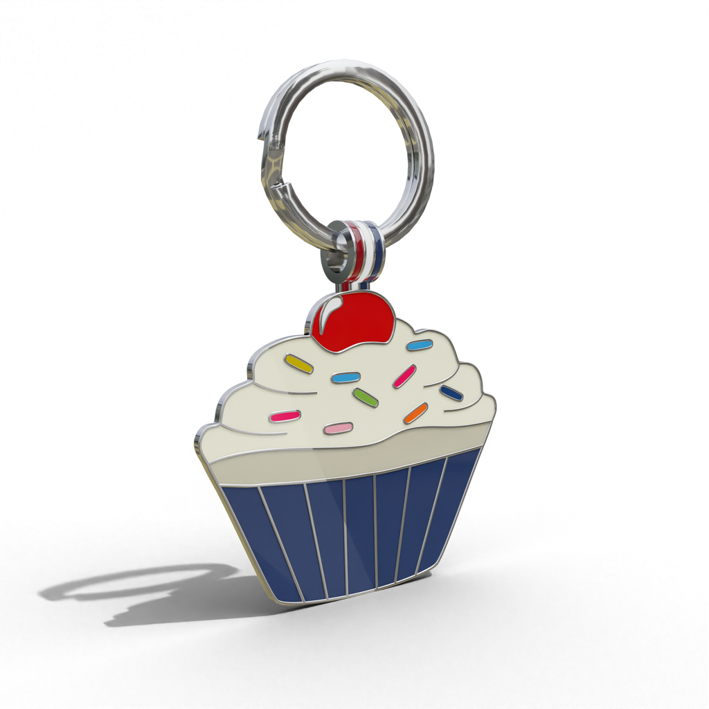 Navy Cupcake Shaped Engravable Tag