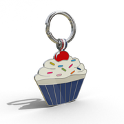 Navy Cupcake Shaped Engravable Tag