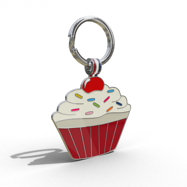 Red Cupcake Shaped Engravable Tag