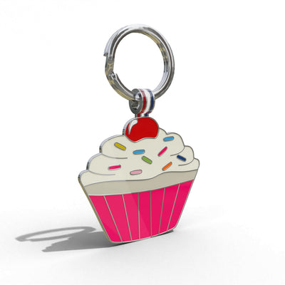 Dark Pink Cupcake Shaped Engravable Tag