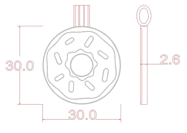 Orange Donut Round Shaped Engravable Tag