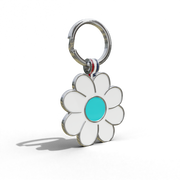 Aqua Daisy Shaped Engravable Tag