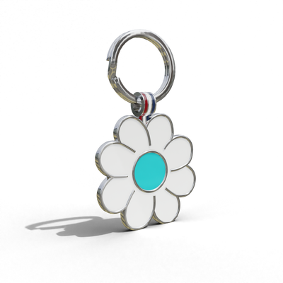 Aqua Daisy Shaped Engravable Tag