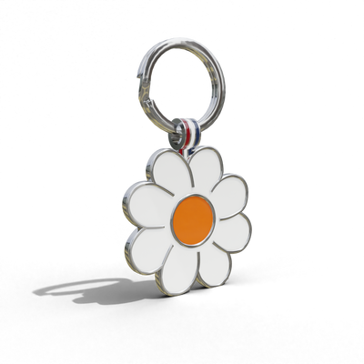 Orange Daisy Shaped Engravable Tag