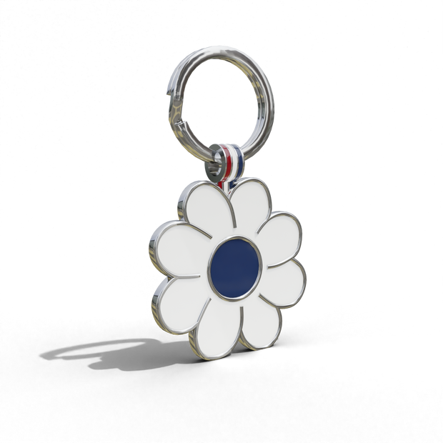 Navy Daisy Shaped Engravable Tag