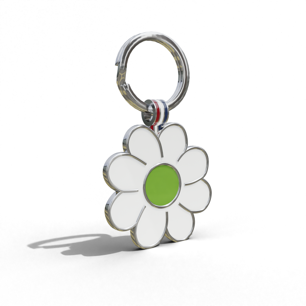 Green Daisy Shaped Engravable Tag