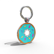 Aqua Donut Round Shaped Engravable Tag