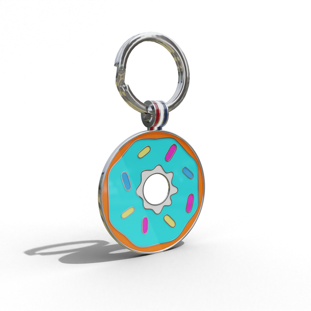 Aqua Donut Round Shaped Engravable Tag