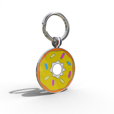 Yellow Donut Round Shaped Engravable Tag